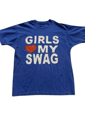 Gildan Girls Love My Swag Blue Graphic Tee
